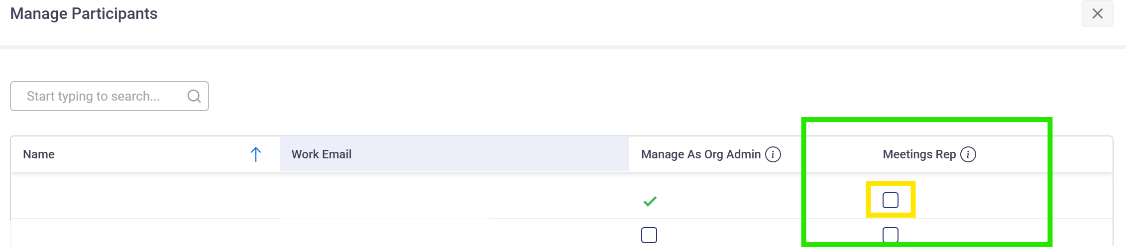 Confirmation screen for rep assignment